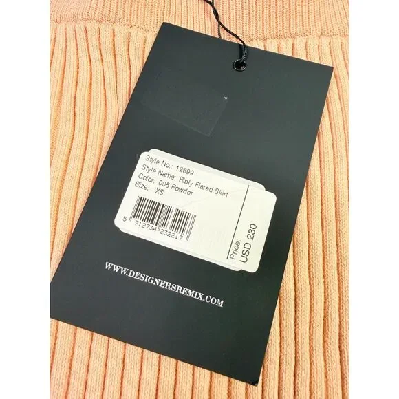 Designers Remix Womens XS Ribly Flared Knit Mini Skirt Powder Nude Scandigirl - Picture 4 of 9